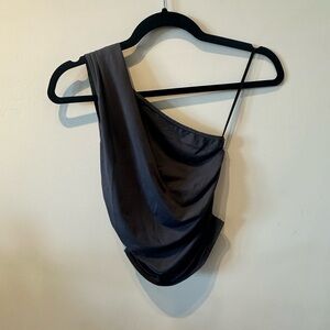 Princess Polly Charcoal One-Shoulder Top